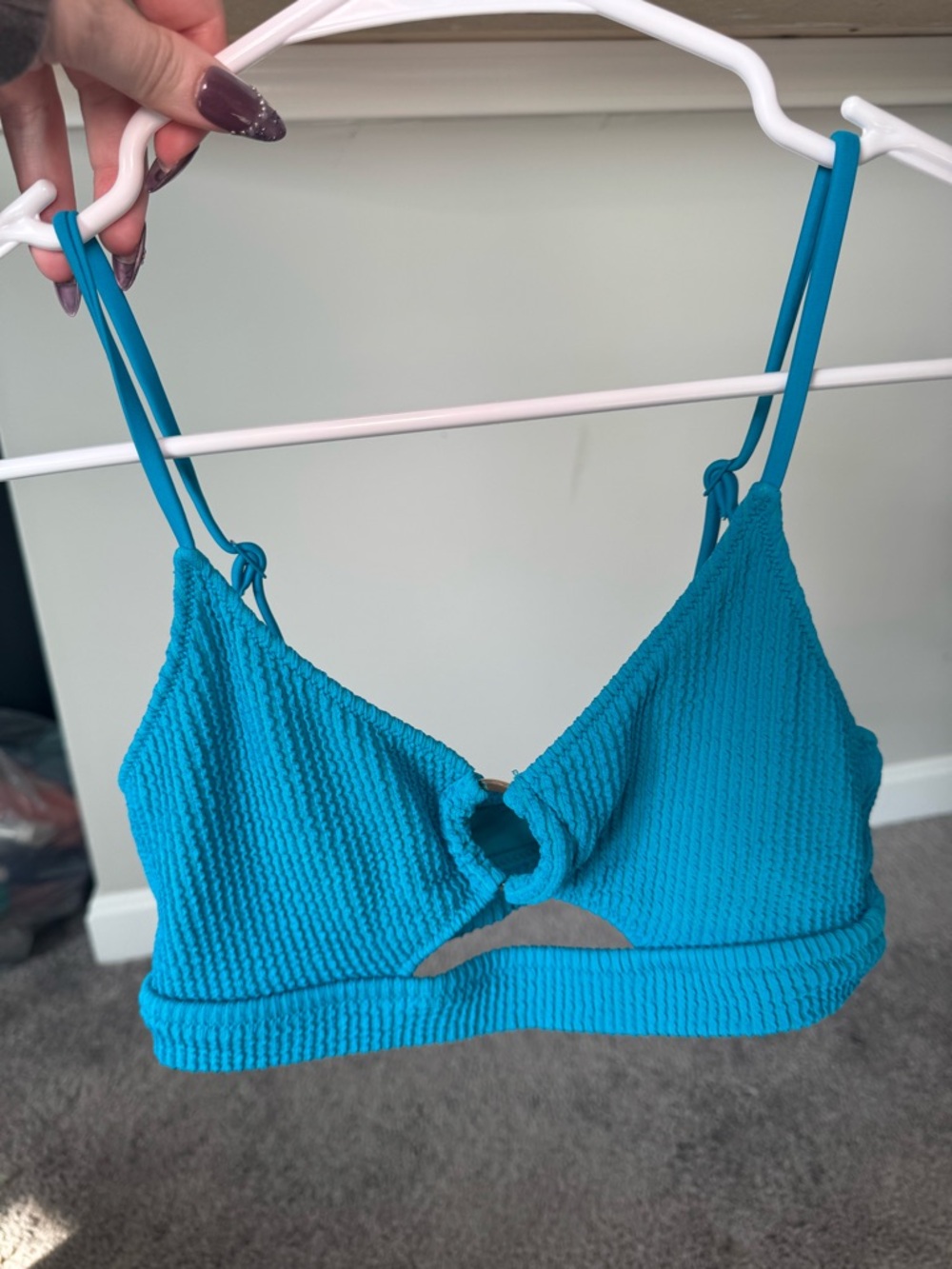 aerie Textured Turquoise Knot swim Top
